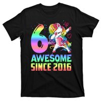 Awesome Since 2016 Unicorn 6th Birthday 6 Years Old T-Shirt