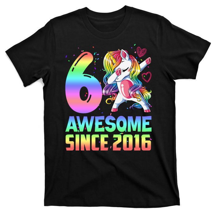 Awesome Since 2016 Unicorn 6th Birthday 6 Years Old T-Shirt