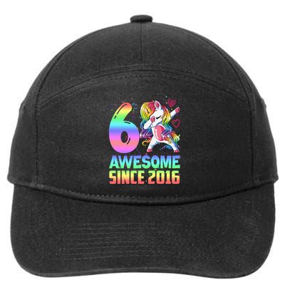 Awesome Since 2016 Unicorn 6th Birthday 6 Years Old 7-Panel Snapback Hat