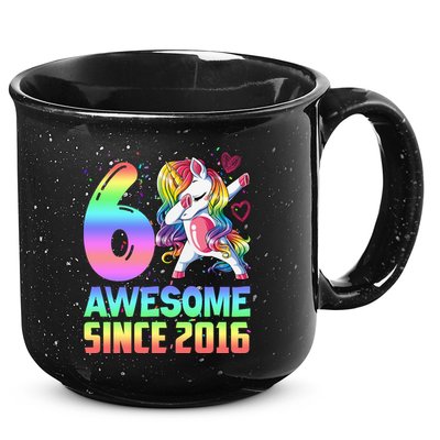 Awesome Since 2016 Unicorn 6th Birthday 6 Years Old 15oz Campfire Ceramic Mug