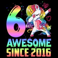 Awesome Since 2016 Unicorn 6th Birthday 6 Years Old Drawstring Bag