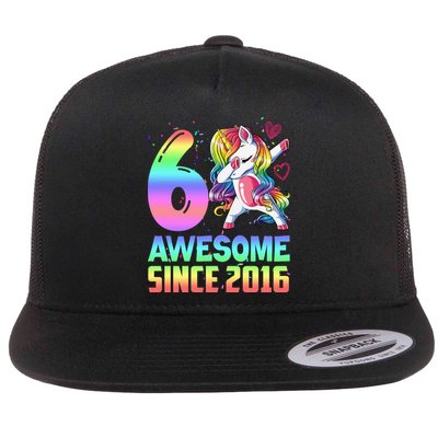 Awesome Since 2016 Unicorn 6th Birthday 6 Years Old Flatbill Hat