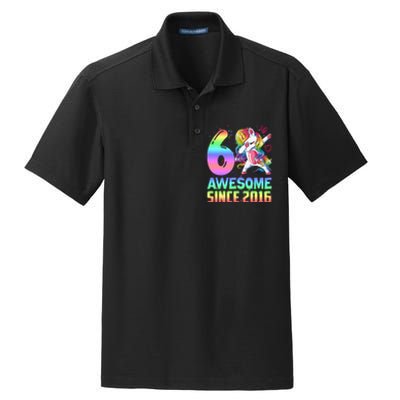 Awesome Since 2016 Unicorn 6th Birthday 6 Years Old Dry Zone Grid Polo