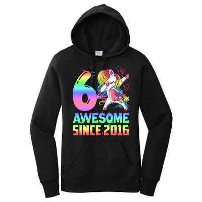 Awesome Since 2016 Unicorn 6th Birthday 6 Years Old Women's Pullover Hoodie