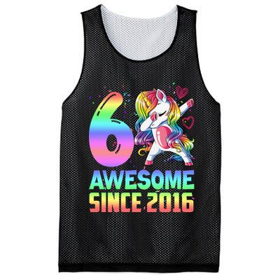 Awesome Since 2016 Unicorn 6th Birthday 6 Years Old Mesh Reversible Basketball Jersey Tank