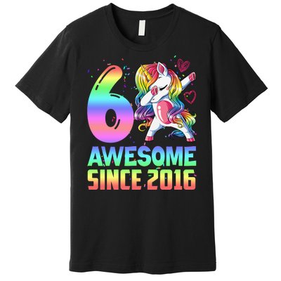 Awesome Since 2016 Unicorn 6th Birthday 6 Years Old Premium T-Shirt