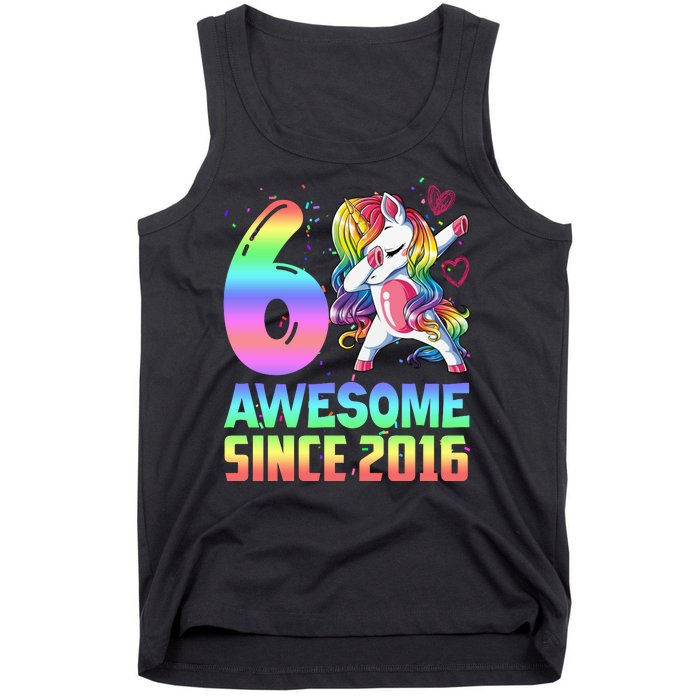 Awesome Since 2016 Unicorn 6th Birthday 6 Years Old Tank Top