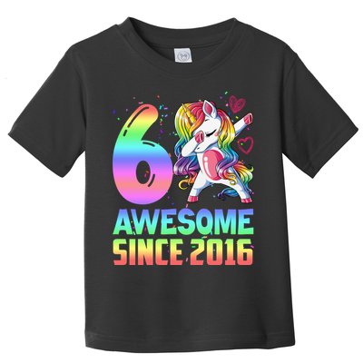 Awesome Since 2016 Unicorn 6th Birthday 6 Years Old Toddler T-Shirt