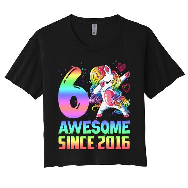 Awesome Since 2016 Unicorn 6th Birthday 6 Years Old Crop Top