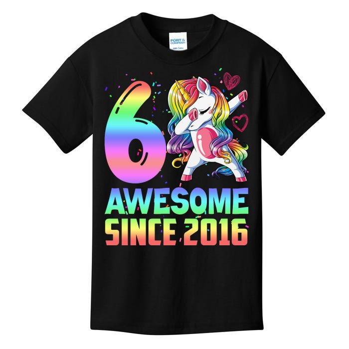 Awesome Since 2016 Unicorn 6th Birthday 6 Years Old Kids T-Shirt