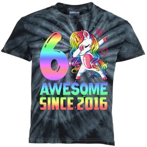 Awesome Since 2016 Unicorn 6th Birthday 6 Years Old Kids Tie-Dye T-Shirt