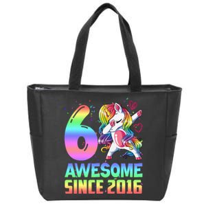 Awesome Since 2016 Unicorn 6th Birthday 6 Years Old Zip Tote Bag