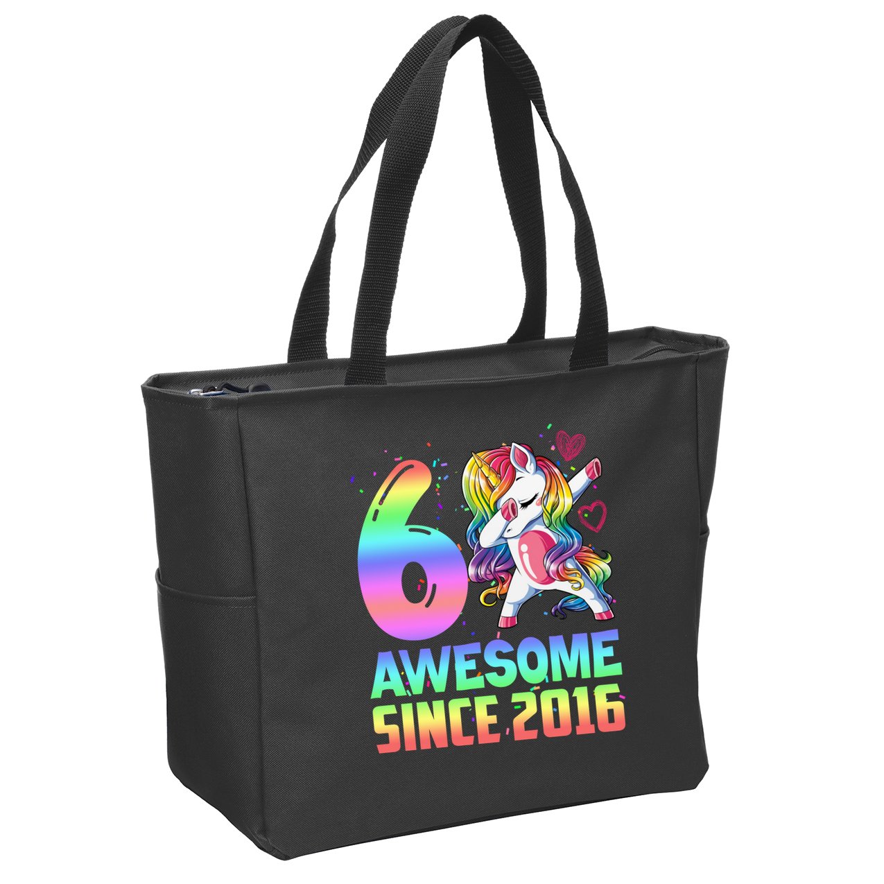 Awesome Since 2016 Unicorn 6th Birthday 6 Years Old Zip Tote Bag