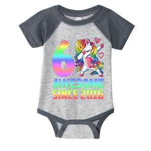 Awesome Since 2016 Unicorn 6th Birthday 6 Years Old Infant Baby Jersey Bodysuit