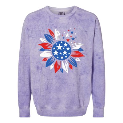 America Sunflower 4th Of July Patriotic American Colorblast Crewneck Sweatshirt