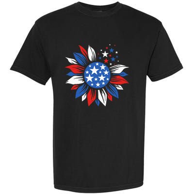 America Sunflower 4th Of July Patriotic American Garment-Dyed Heavyweight T-Shirt