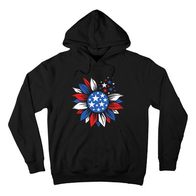 America Sunflower 4th Of July Patriotic American Hoodie