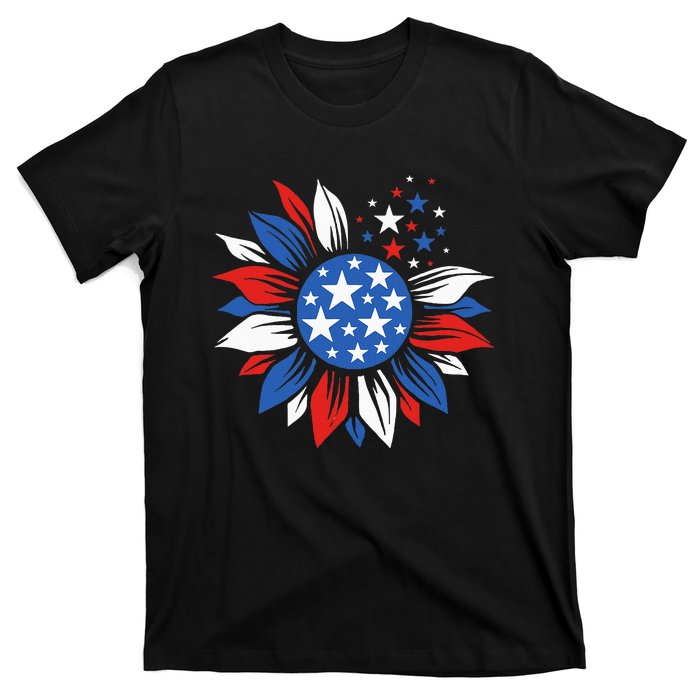 America Sunflower 4th Of July Patriotic American T-Shirt