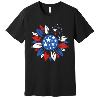 America Sunflower 4th Of July Patriotic American Premium T-Shirt