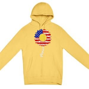 America Sunflower 4th Of July American Flag Patriotic Funny Gift Premium Pullover Hoodie