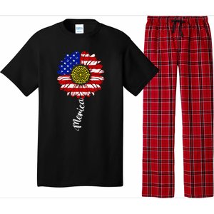 America Sunflower 4th Of July American Flag Patriotic Funny Gift Pajama Set