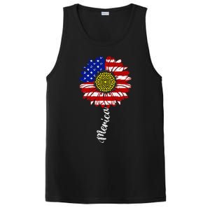 America Sunflower 4th Of July American Flag Patriotic Funny Gift PosiCharge Competitor Tank