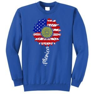 America Sunflower 4th Of July American Flag Patriotic Funny Gift Sweatshirt