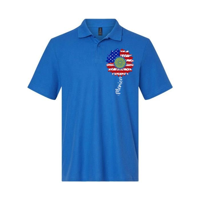 America Sunflower 4th Of July American Flag Patriotic Funny Gift Softstyle Adult Sport Polo