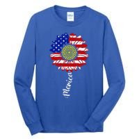 America Sunflower 4th Of July American Flag Patriotic Funny Gift Tall Long Sleeve T-Shirt