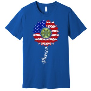 America Sunflower 4th Of July American Flag Patriotic Funny Gift Premium T-Shirt