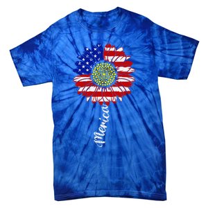 America Sunflower 4th Of July American Flag Patriotic Funny Gift Tie-Dye T-Shirt