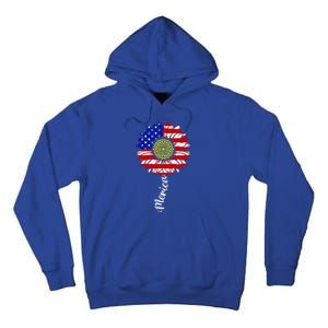 America Sunflower 4th Of July American Flag Patriotic Funny Gift Tall Hoodie