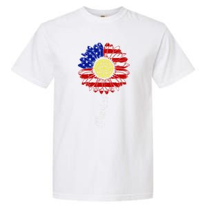 America Sunflower 4th Of July American Flag Patriotic Funny Gift Garment-Dyed Heavyweight T-Shirt