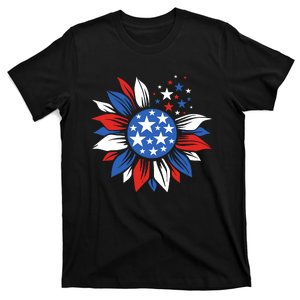 America Sunflower 4th Of July Patriotic American 4th Of July T-Shirt