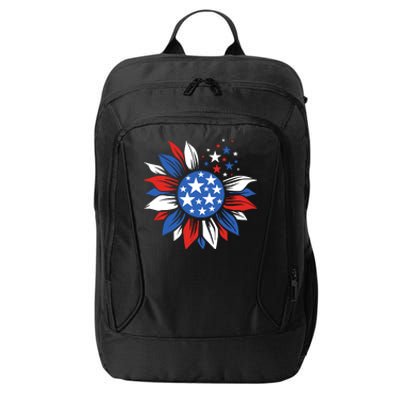 America Sunflower 4th Of July Patriotic American 4th Of July City Backpack