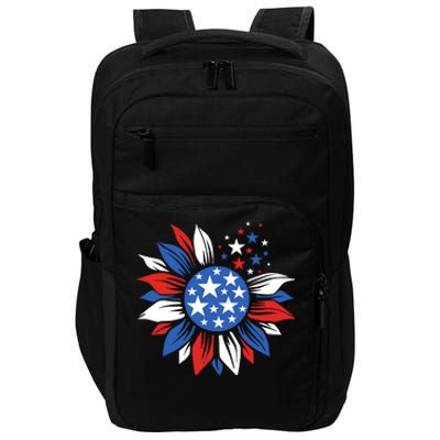 America Sunflower 4th Of July Patriotic American 4th Of July Impact Tech Backpack