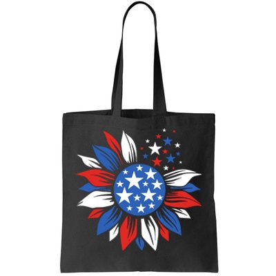 America Sunflower 4th Of July Patriotic American 4th Of July Tote Bag