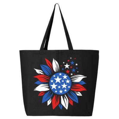 America Sunflower 4th Of July Patriotic American 4th Of July 25L Jumbo Tote