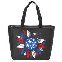 America Sunflower 4th Of July Patriotic American 4th Of July Zip Tote Bag