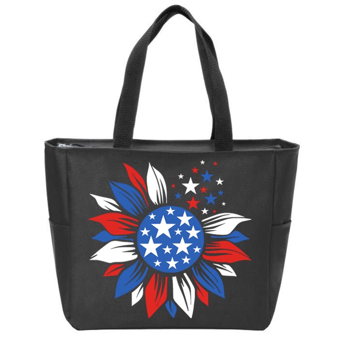 America Sunflower 4th Of July Patriotic American 4th Of July Zip Tote Bag