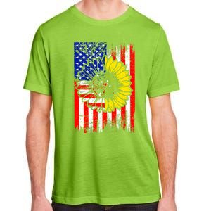 America Sunflower 4th Of July Usa American Flag Patriotic Great Gift Adult ChromaSoft Performance T-Shirt