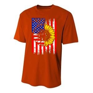 America Sunflower 4th Of July Usa American Flag Patriotic Great Gift Performance Sprint T-Shirt