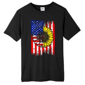 America Sunflower 4th Of July Usa American Flag Patriotic Great Gift Tall Fusion ChromaSoft Performance T-Shirt