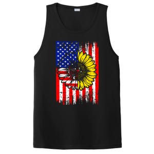 America Sunflower 4th Of July Usa American Flag Patriotic Great Gift PosiCharge Competitor Tank