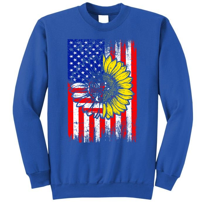 America Sunflower 4th Of July Usa American Flag Patriotic Great Gift Sweatshirt