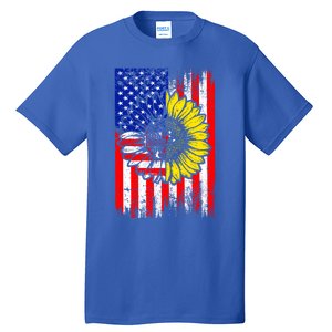 America Sunflower 4th Of July Usa American Flag Patriotic Great Gift Tall T-Shirt