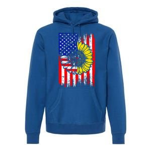 America Sunflower 4th Of July Usa American Flag Patriotic Great Gift Premium Hoodie