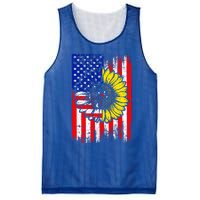 America Sunflower 4th Of July Usa American Flag Patriotic Great Gift Mesh Reversible Basketball Jersey Tank