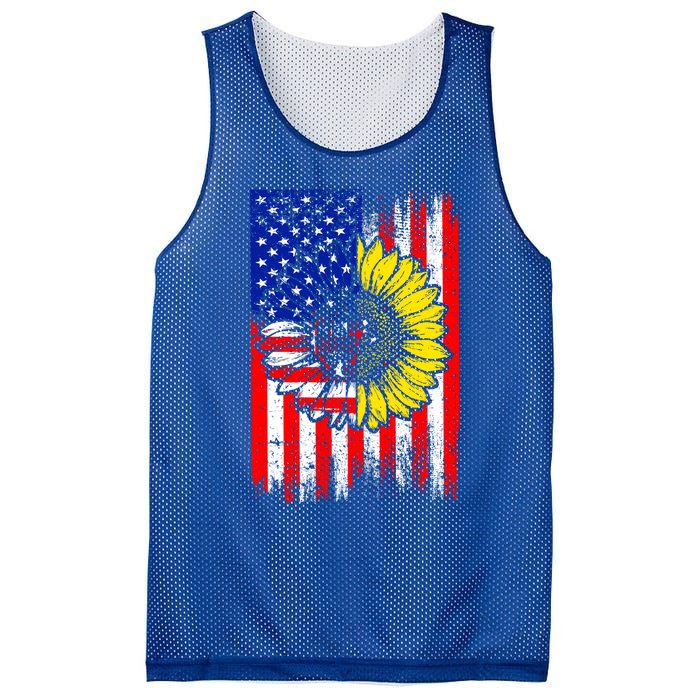 America Sunflower 4th Of July Usa American Flag Patriotic Great Gift Mesh Reversible Basketball Jersey Tank