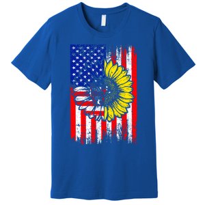 America Sunflower 4th Of July Usa American Flag Patriotic Great Gift Premium T-Shirt